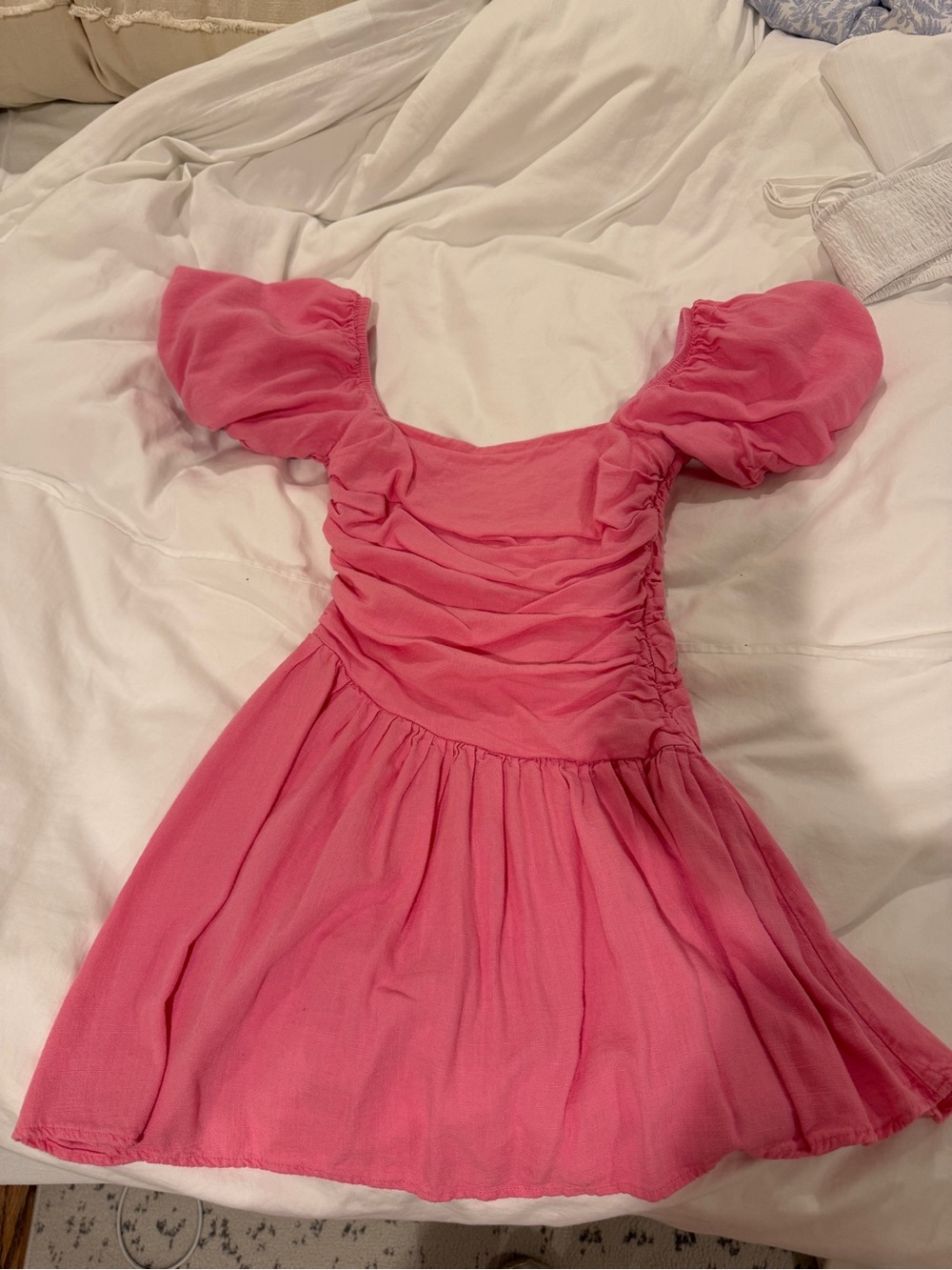 Hello Molly Hot Pink Puff-Sleeve Mini Dress